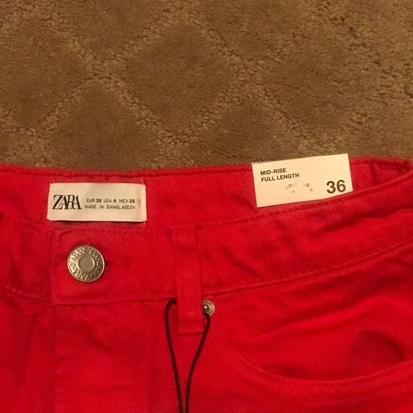 Red new Zara jeans boyfriend red pants ❤️🤍 - Picture 2 of 3